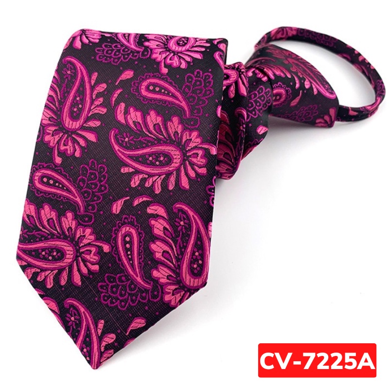 Calavat Nam 7cm thắt sẵn khóa kéo màu xanh đậm, Cavat công sở, Cà vạt chú rể, Cravat dự tiệc CV-7225