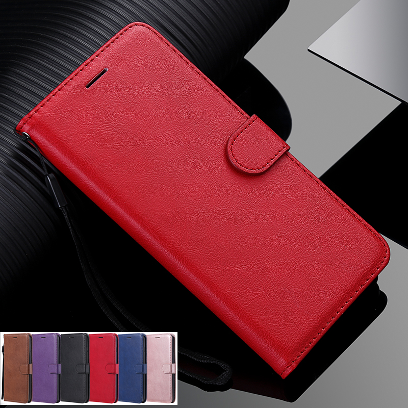 Leather Case Redmi K20 Pro Note 7 6 Pro Xiaomi 9SE 8 Lite Simple Solid Color Black Red Flip Card Slot Wallet Cover Case
