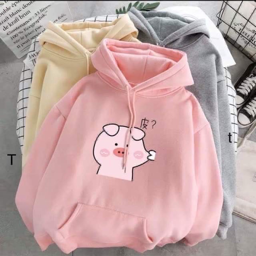 Áo hoodie nỉ bông in hình dễ thương, chất dày siêu ấm, áo free size dưới 60k, nhiều mẫu giao hình ngẫu nhiên