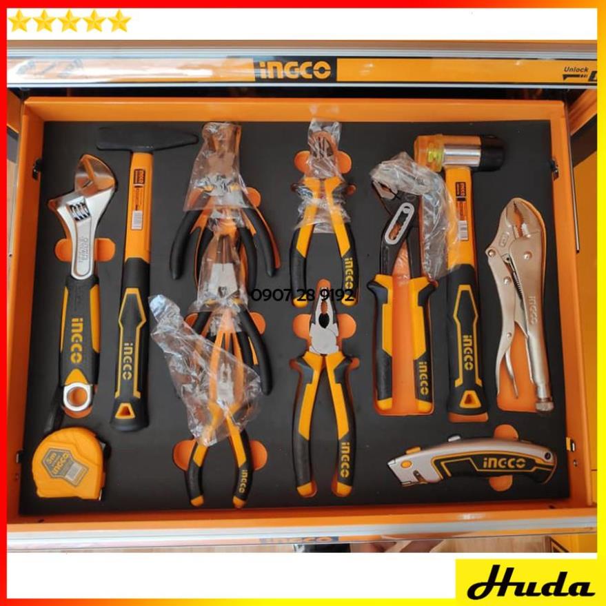 Bộ đồ nghề dụng cụ công cụ đa năng đựng trong tủ kéo bánh xe 162 món Total Ingco 1234
