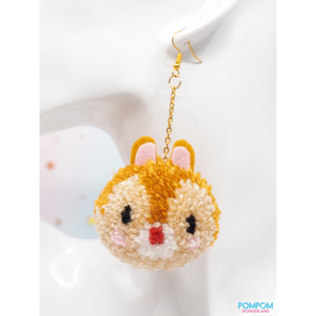 Bông Tai Handmade Sóc Chuột Chip & Dale - Tsum Tsum - Móc Khóa Pompom