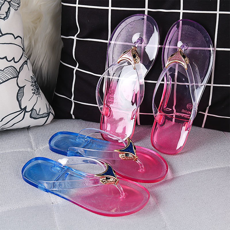 Transparent slippers women's slippers Korean fashion shoes flat shoes women's shoes slippers net red leisure