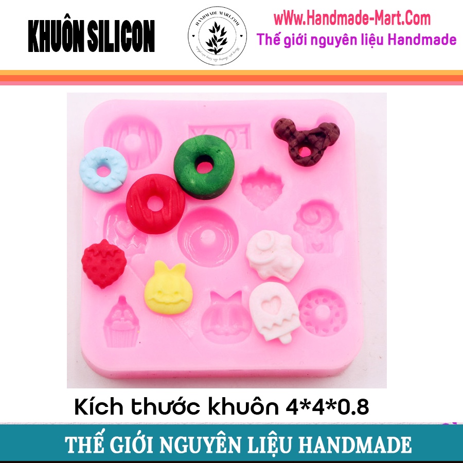 Khuôn silicone mini bánh quy kẹo dẻo đầy đủ hình dạng handmade chuẩn DIY - HM068