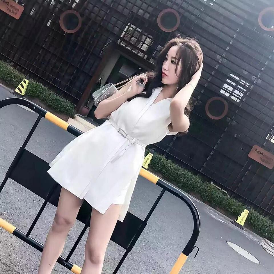 Set váy cổ vest kèm đai
