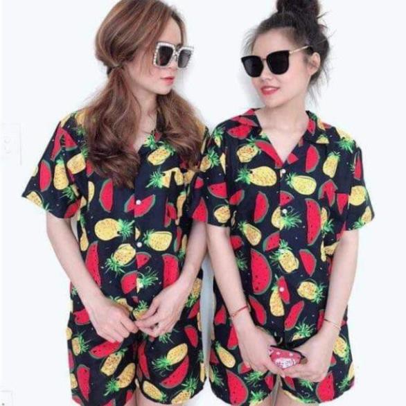 Áo pizama hoa quả nữ - Áo Đi Biển  - Áo hoa quả trẻ em và người lớn