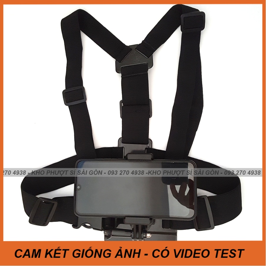 Bộ dây đeo ngực gắn điện thoại làm camera hành trình đi phượt - chay Grab làm vlog chống rung cao cấp