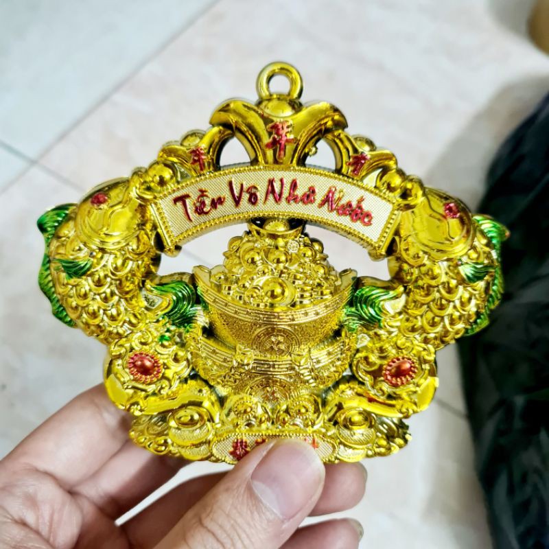 Song Cá vàng vô đầy nhà  size 12cm gắn tháp tỏi