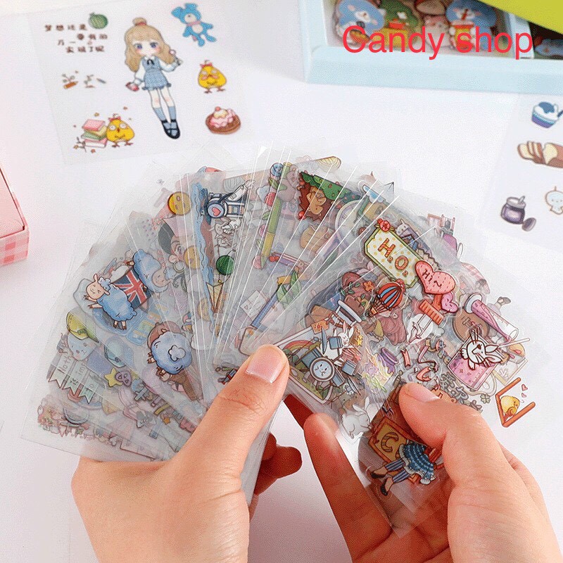 Sticker dán mini lẻ tấm cô gái cute