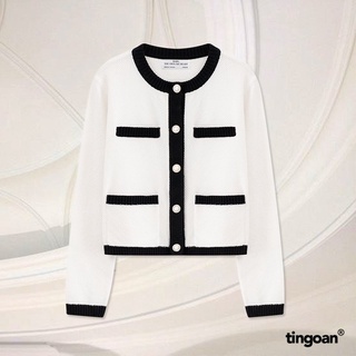 [Mã BMLT30 giảm đến 30K đơn 299K] Áo len cardigan 4 túi trắng viền đen JENNIFER CARDIGAN/WH tingoan SG