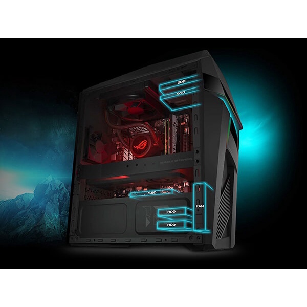 Thùng Máy PC Asus ROG Strix GL12CX Win 10 Core I7-9700K, Ram 16GB, SSD 512GB + HDD 1TB, Nvidia GeForce RTX2070