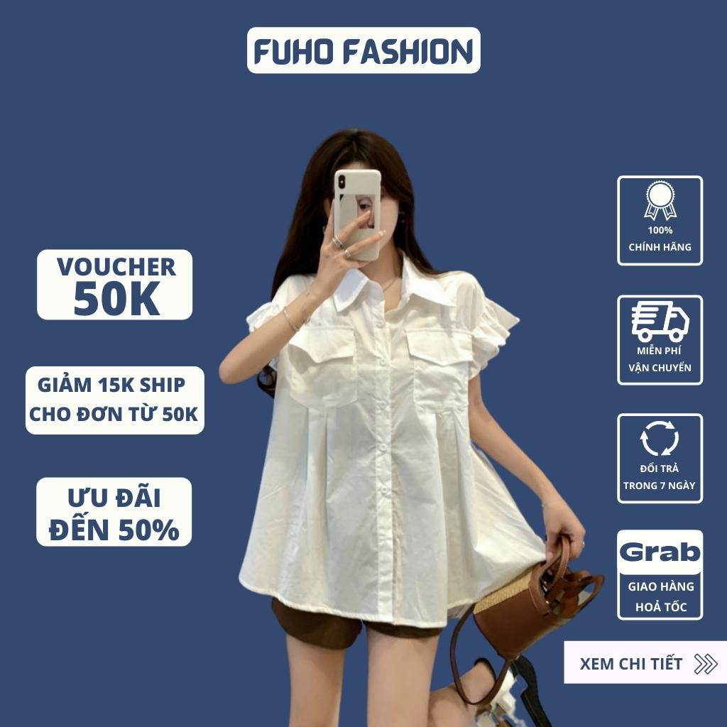 [ Hàng Cao Cấp ] Áo sơ mi babydoll nữ ngắn tay bèo FUHO chất thô form rộng cổ bẻ mặc đi chơi đi học đi làm 068
