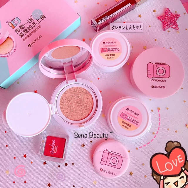 Set phấn nước nền máy ảnh A'ERVEAL CC Powder tặng kèm lõi thay dễ thương Senabeauty | BigBuy360 - bigbuy360.vn