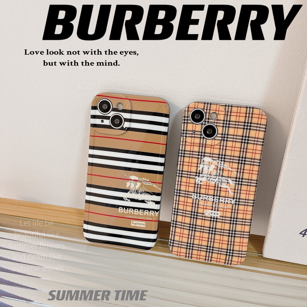 BURBERRY Ốp Điện Thoại Họa Tiết Caro Sang Trọng Cho iphone 13 Pro Max i13 13pro 11ProMax i11 iX Xs XR Xs Max 7plus 8plus 12Pro 12 Pro Max