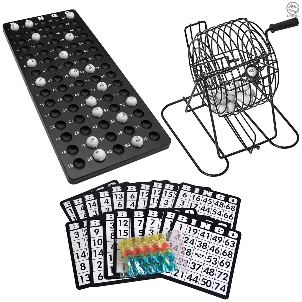 Pathfinder Bingo Lottery Machine Bingo Game Set with Bingo Cage Bingo Board Bingo Balls 18 Bingo Cards and Bingo Chips Party Bingo Game