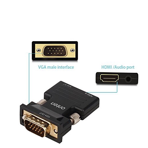 HDMI to VGA, Active HDMI Female to VGA Male Adapter with 3.5mm Jack for Digital