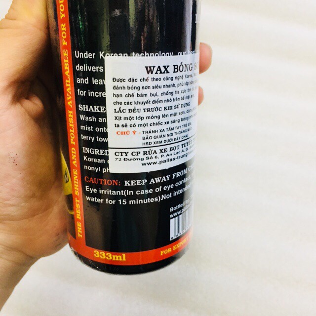Chai WAX DƯỠNG BÓNG SƠN XE Pallas