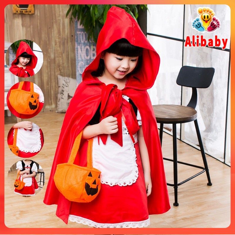 Bộ trang phục hóa trang cô bé quàng khăn đỏ cho bé gái, trang phục Halloween E608