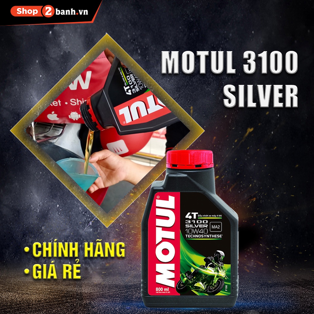 Nhớt Motul 3100 Silver 0.8L hoặc 1L cho xe số, xe côn tay 920002, 920001