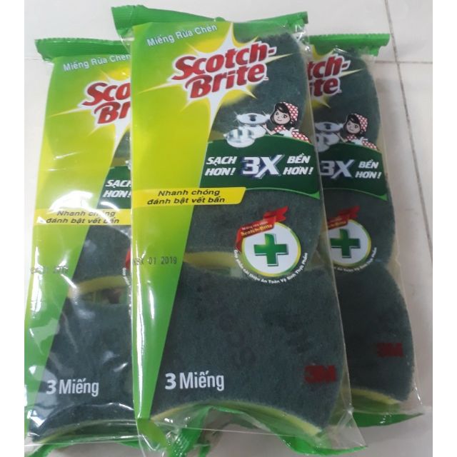 Bộ 3 miếng rửa chén Scotch Brite 3M