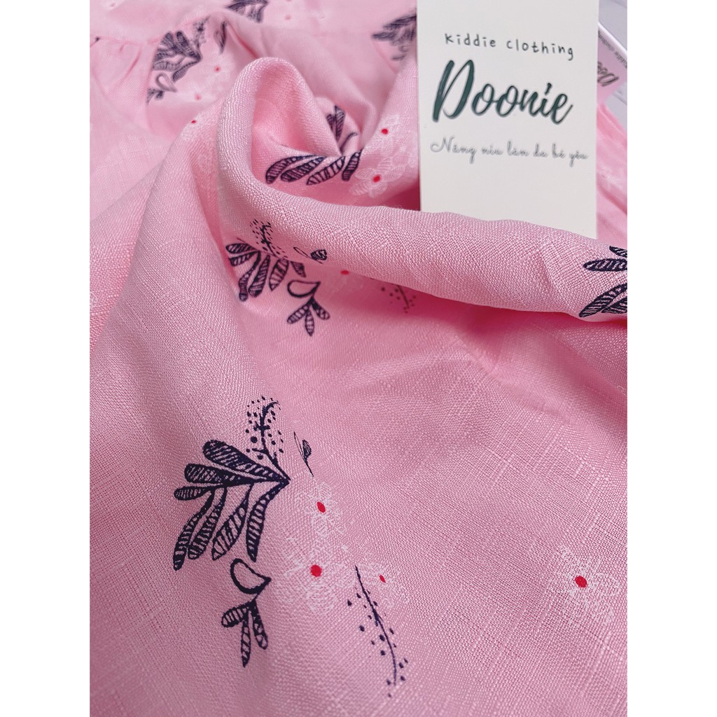 [Phoebe Dress] Váy thiết kế Doonie dáng xòe trapeze nhiều tầng cánh tiên hồng phấn họa tiết hoa nhí cho bé gái