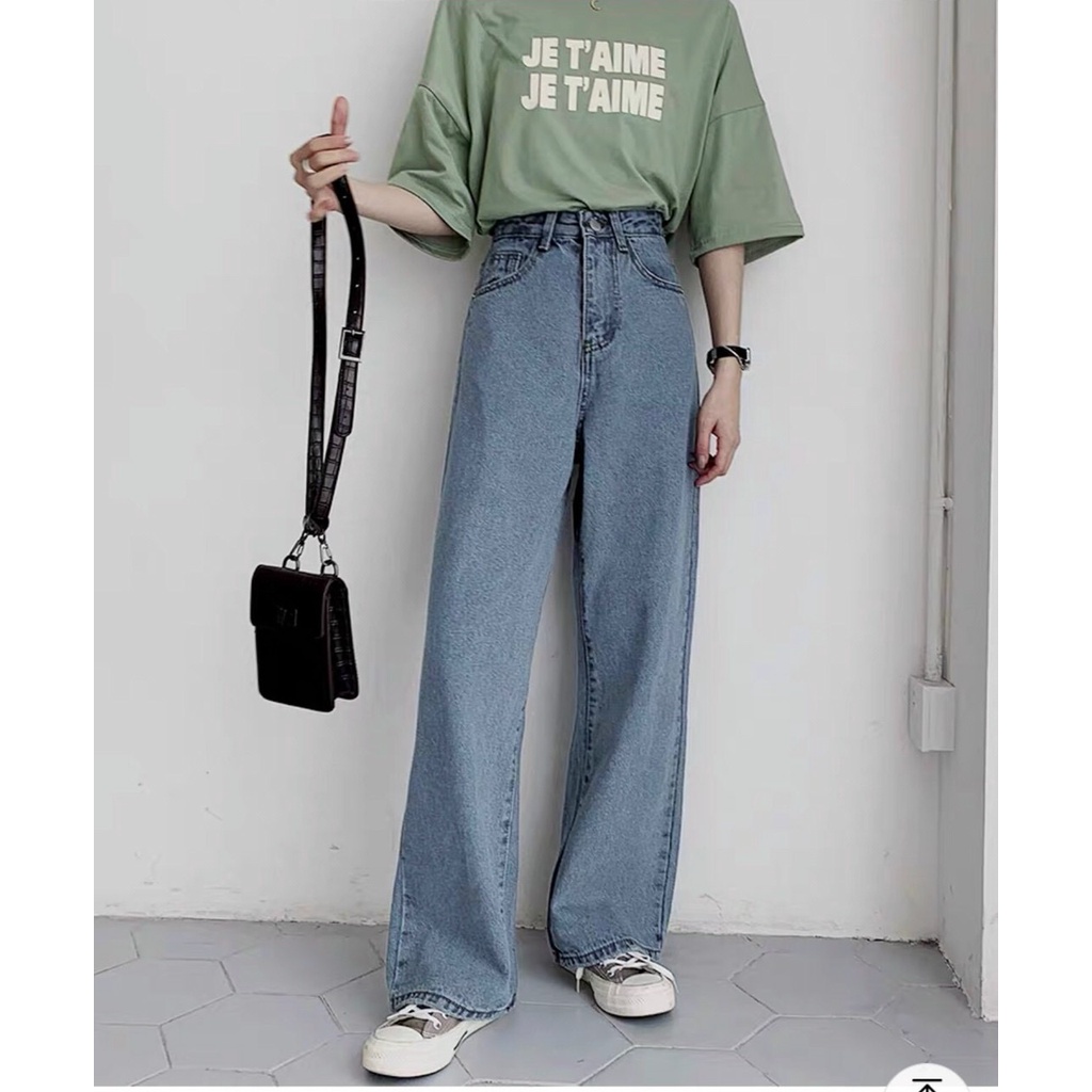 QUẦN JEANS ỐNG RỘNG LƯNG CAO