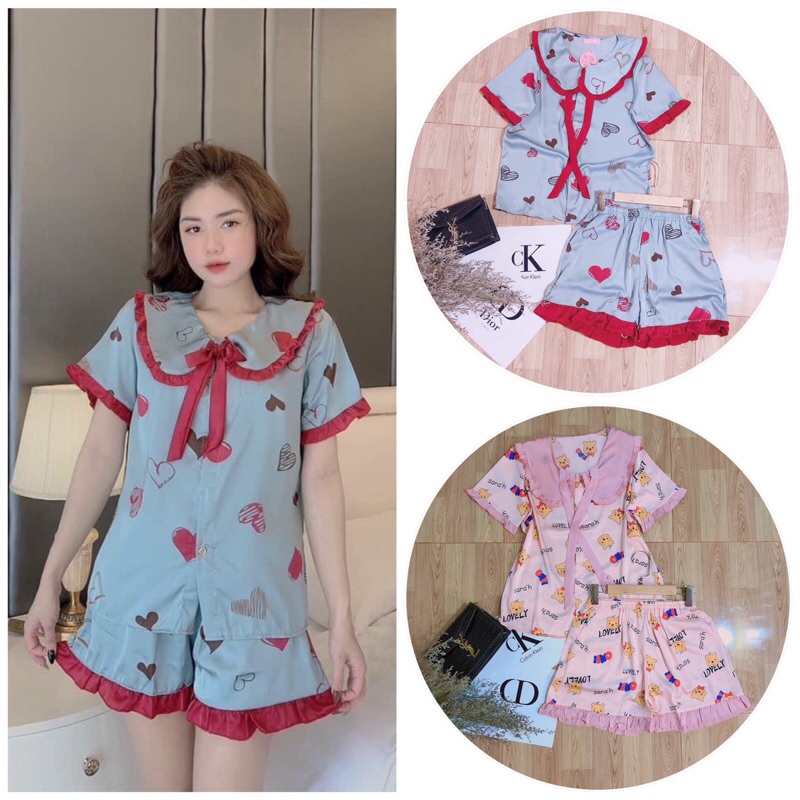Đồ bộ lụa đùi chất lụa cao cấp mềm mịn, mát mượt Ảnh thật + Video