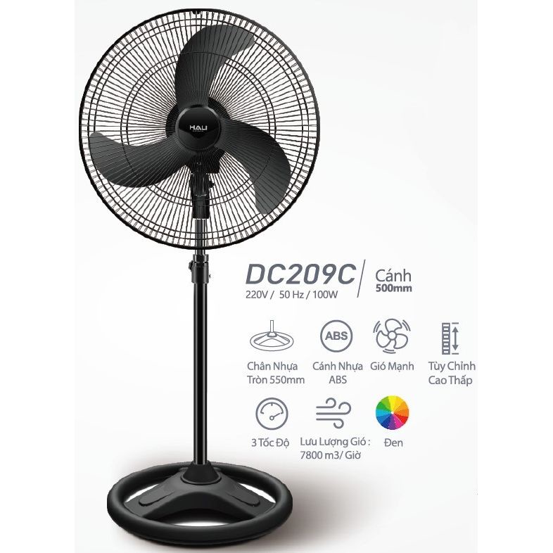 FREE SHIP Quạt Đứng công nghiệp HALI DC209C -50cm -100W- HÀNG CHÍNH HÃNG