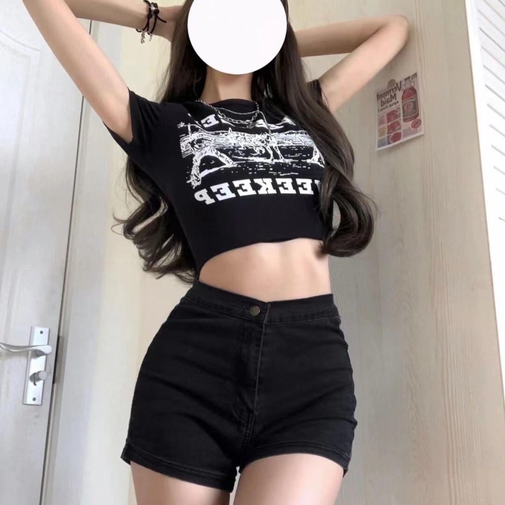 Áo Thun Cotton Ngắn Tay Dáng Ôm In Họa Tiết Thời Trang Mùa Hè Cho Nữ