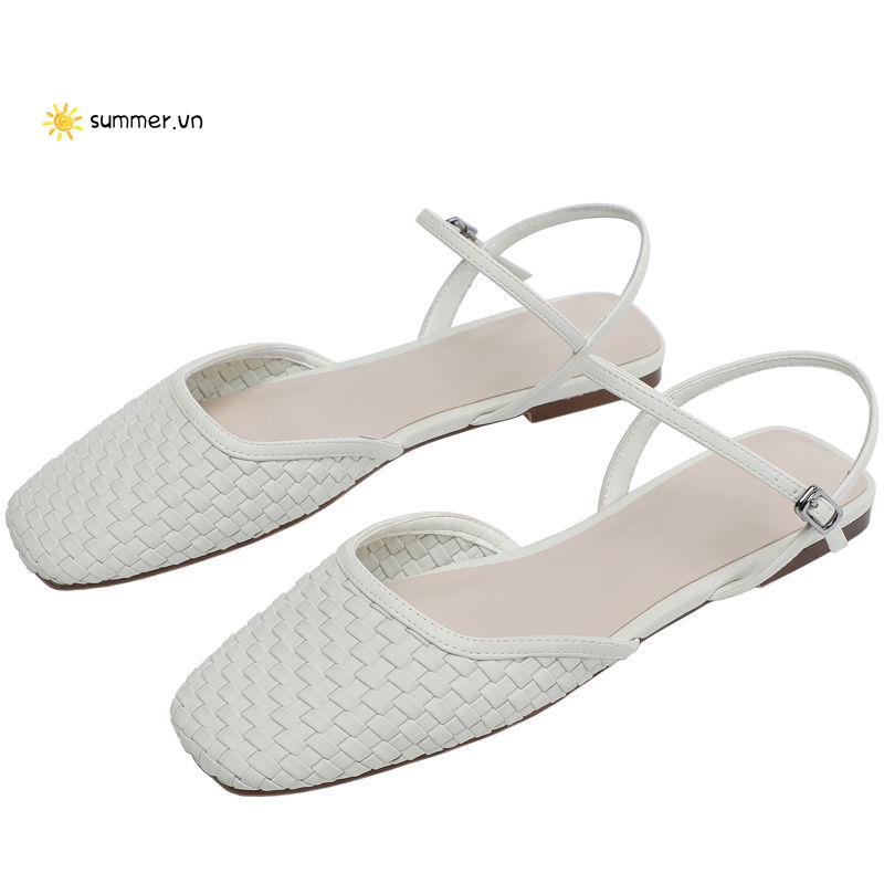 Giày Sandal Đế Bằng Mũi Vuông Thiết Kế Rỗng Thoải Mái Phong Cách Mới Mùa Hè Dành Cho Nữ