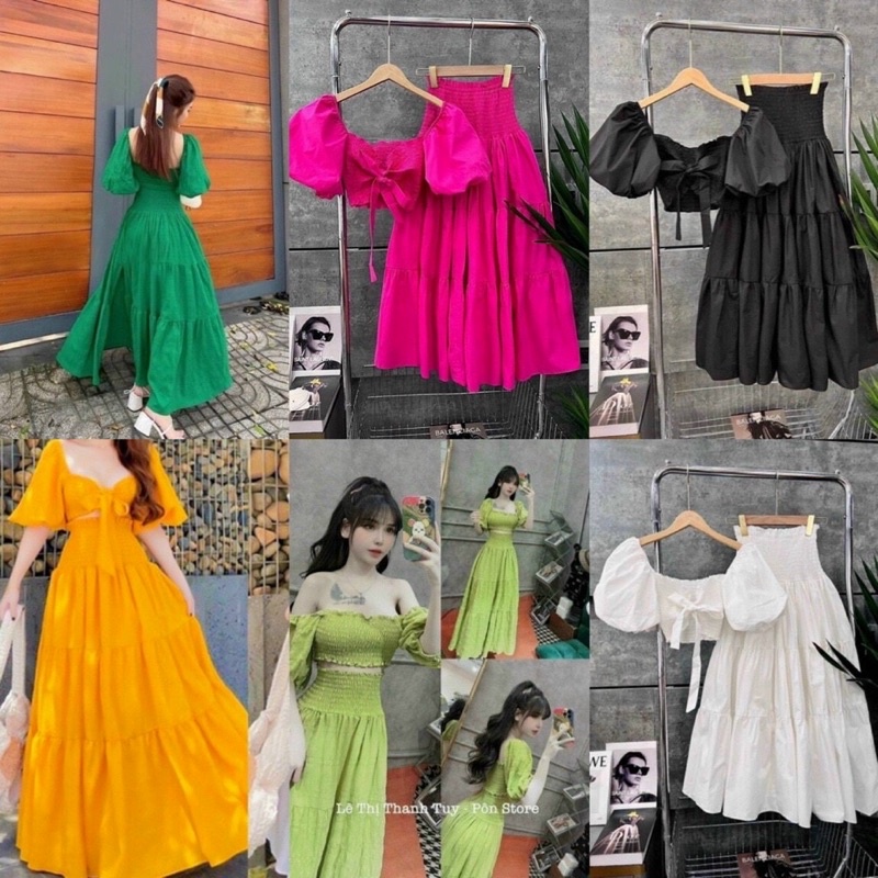 (SHOP BIGSIZE nữ 50kg đến 90kg ) SET ÁO VÁY MAXI đi du lịch cực xinh