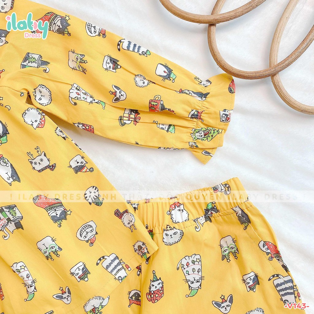 [Mã FARSBRT51 giảm 20K đơn bất kỳ] Bộ Pijama cho bé gái ILABY từ 1 - 10 tuổi in hình siêu cute [V143]