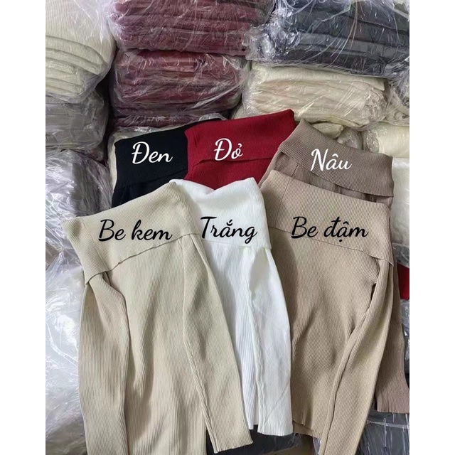 áo len dệt kim trễ vai kiểu băng quấn (1#)