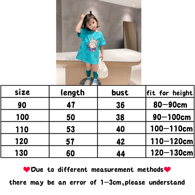 Đầm Thun Ngắn Tay In Hoạt Hình Cho Bé Gái