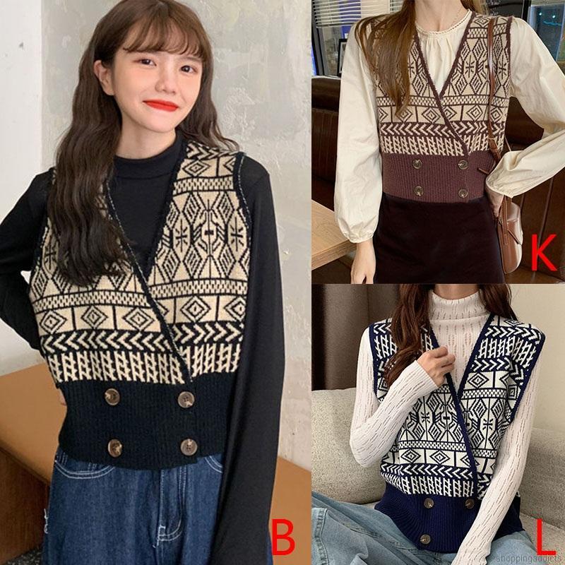 Áo Khoác Len Không Tay Cổ Chữ V Phong Cách Retro Cho Nữ | BigBuy360 - bigbuy360.vn