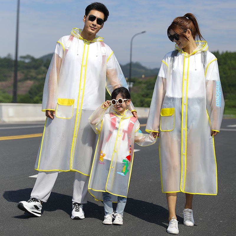 Áo Mưa Họa Tiết Khủng Long Nhỏ Thời Trang Cho Ba Mẹ Và Bé Tiểu Học