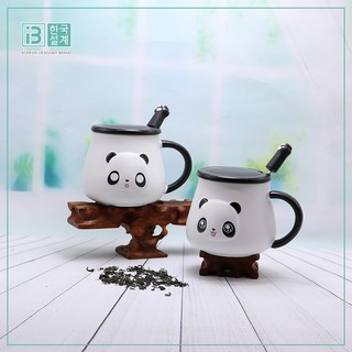 BECCOS Cốc gốm dễ thương Panda với thìa cà phê Trà uống quà tặng