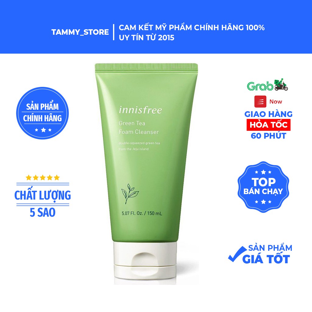 [Mẫu mới 2019] SỮA RỬA MẶT GREEN TEA CLEANSING FOAM INNISFREE