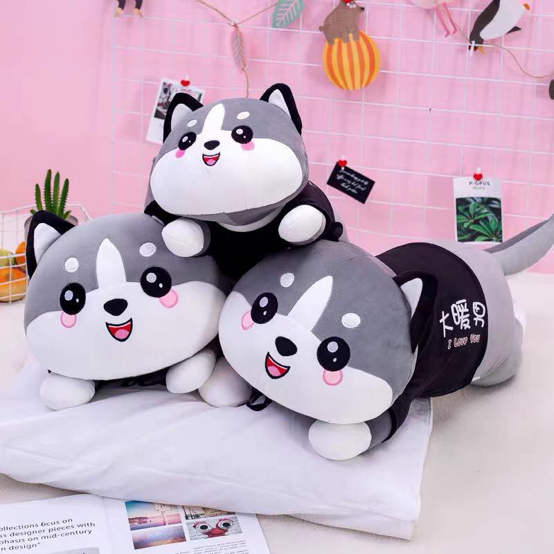 Gấu bông chó husky siêu đáng yêu vải co dãn 4 chiều cao cấp Được may bằng chất liệu vải nhung co dãn 4 chiều êm ái