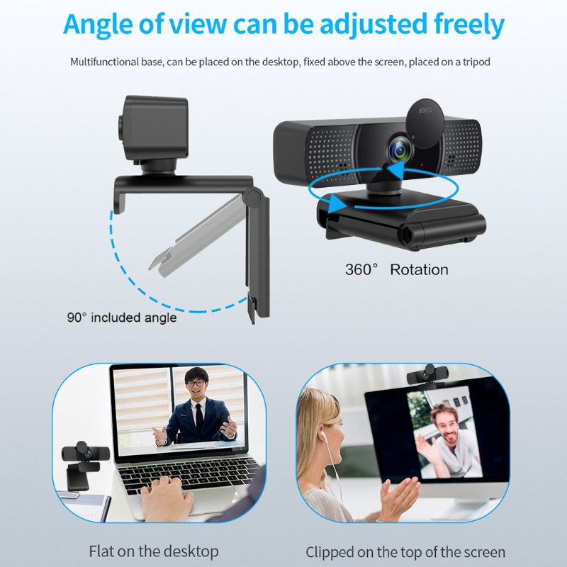 Webcam 1080P Có Giá Đỡ Ba Chân Tích Hợp Micro Riêng Tư Cho Máy Tính