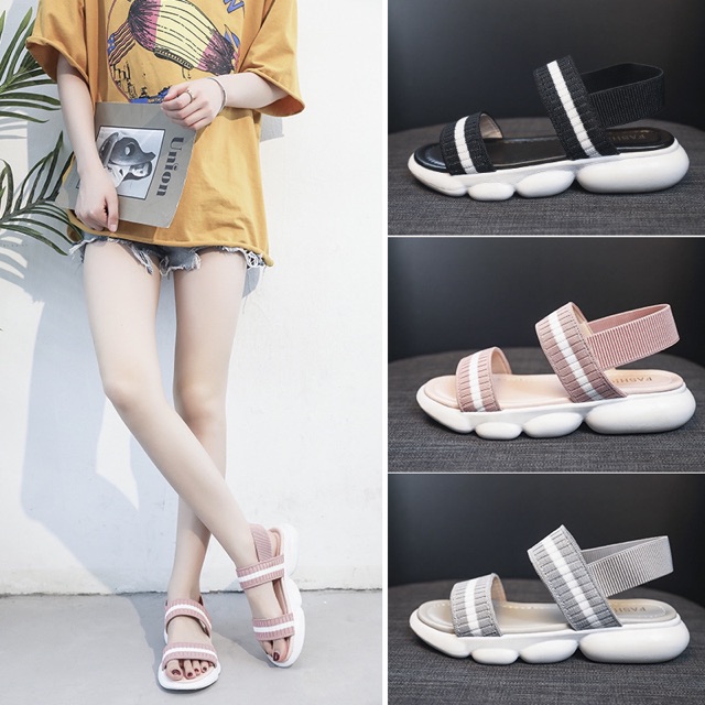Sandal nữ quai chun ❤FREESHIP❤ phong cách hàn quốc, độn đế, tăng chiều cao