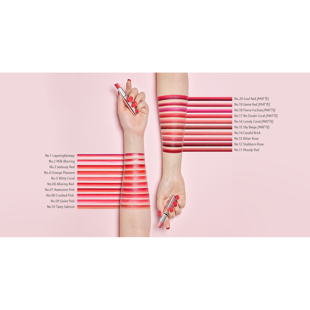 Son thỏi 6 màu chuyển sắc siêu mịn Laneige Layering Lip Bar 1.9G