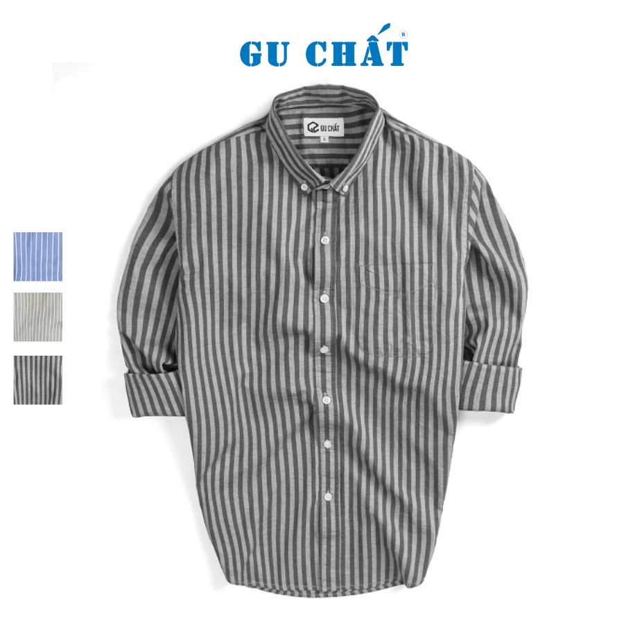 Áo Sơ Mi Nam Tay Dài Kẻ Sọc GU CHẤT, Phong Cách Đơn Giản, Chất Vải Cotton Cao Cấp, Mềm Mịn - GUSGC01