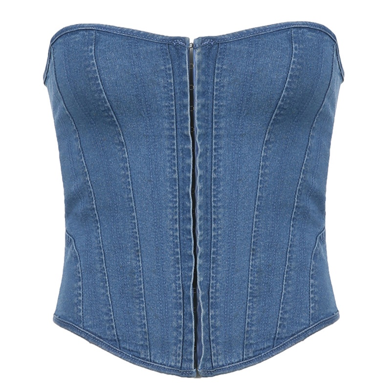 Áo Denim Không Tay Nâng Ngực Co Giãn Thời Trang Dành Cho Nữ