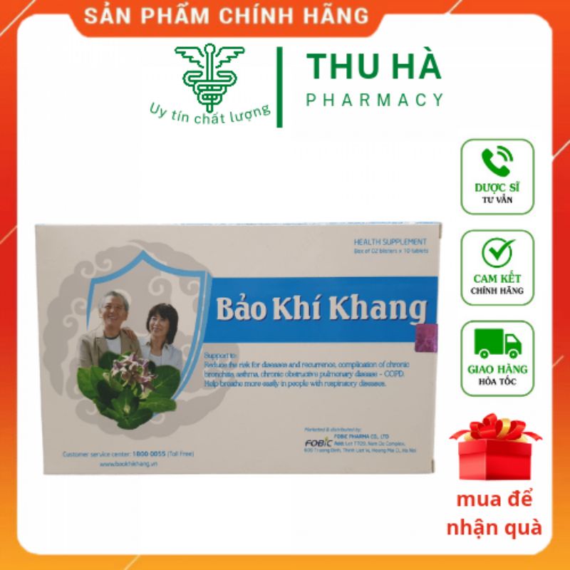 Bảo khí khang (hộp 2 lọ×60 viên)- Hỗ trợ giảm ho , khó thở , hen suyễn , viêm phế quản mạn , COPD- hàng chính hãng