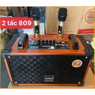 Loa kéo karaoke sounbox 2 tấc gl-809 bluetooth tặng kèm 2 micro không dây, âm thanh cực hay