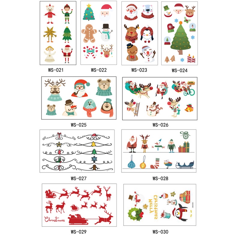 Bộ 3 Hình Xăm Dán Họa Tiết Ông Già Noel Hoạt Hình 3D Vui Nhộn Trang Trí Giáng Sinh Cho Trẻ Em