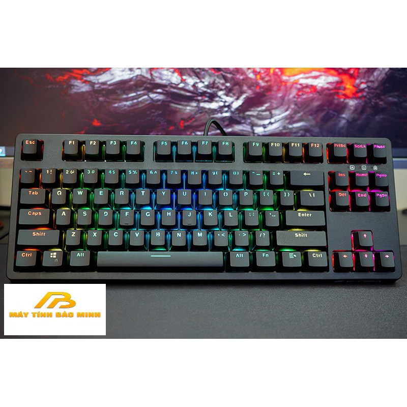 Bàn Phím Cơ E-DRA EK387 Led Rainbow Huano Switch - Dây Cáp Type C Cực Chất - Chính Hãng BH 2 Năm