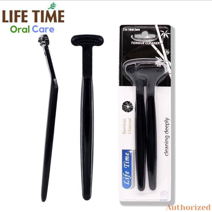 Set 2 Dụng Cụ Cạo Lưỡi Life Time Than Hoạt Tính 3 Lưỡi Loại Bỏ Mảng Bám Và Mùi Hôi Khó Chịu Oral Care