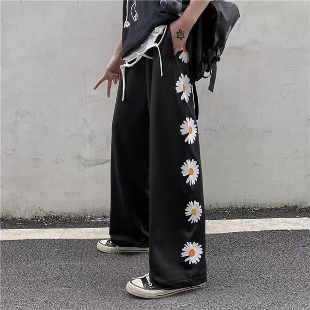 Quần Ống Suông Hoa Cúc/Long Pant Daisy Kèm Ảnh Thật