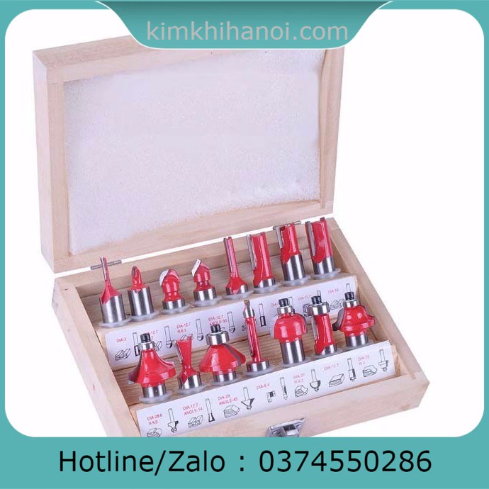 Bộ mũi phay gỗ,mũi soi gỗ 12.7mm 15 món-lưỡi phay gỗ